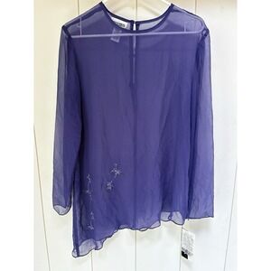 Vintage After Dark Silk Sz 10 Purple Sheer Beaded Boho Whimsigoth Romantic